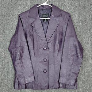 Via Accenti Jacket Womens Medium / A2 Purple Leather Button Up